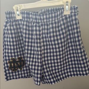 Blue and White Checkered Women's Shorts